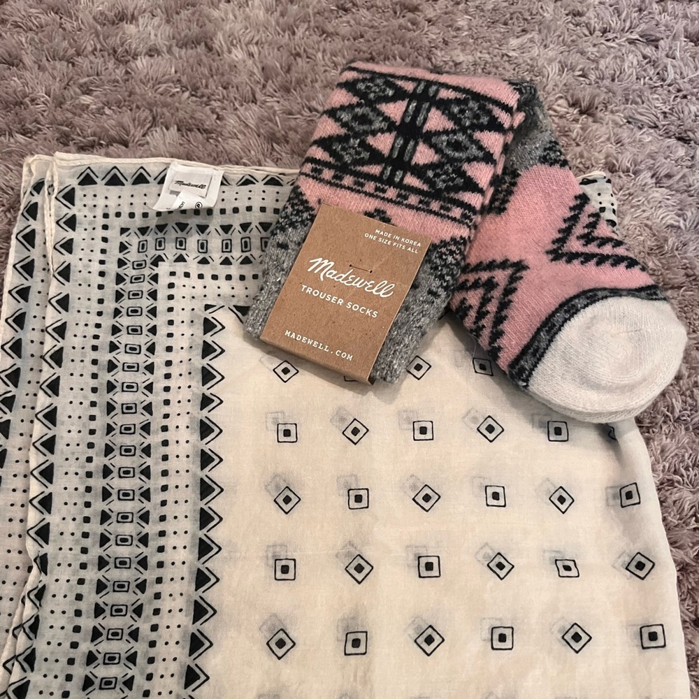 Madewell Scarf/Bandanna and a Pair of Socks